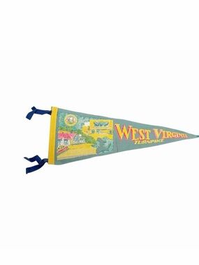 Vintage West Virginia State Pennant Turnpike Mid Century Decor Man Cave 18"L